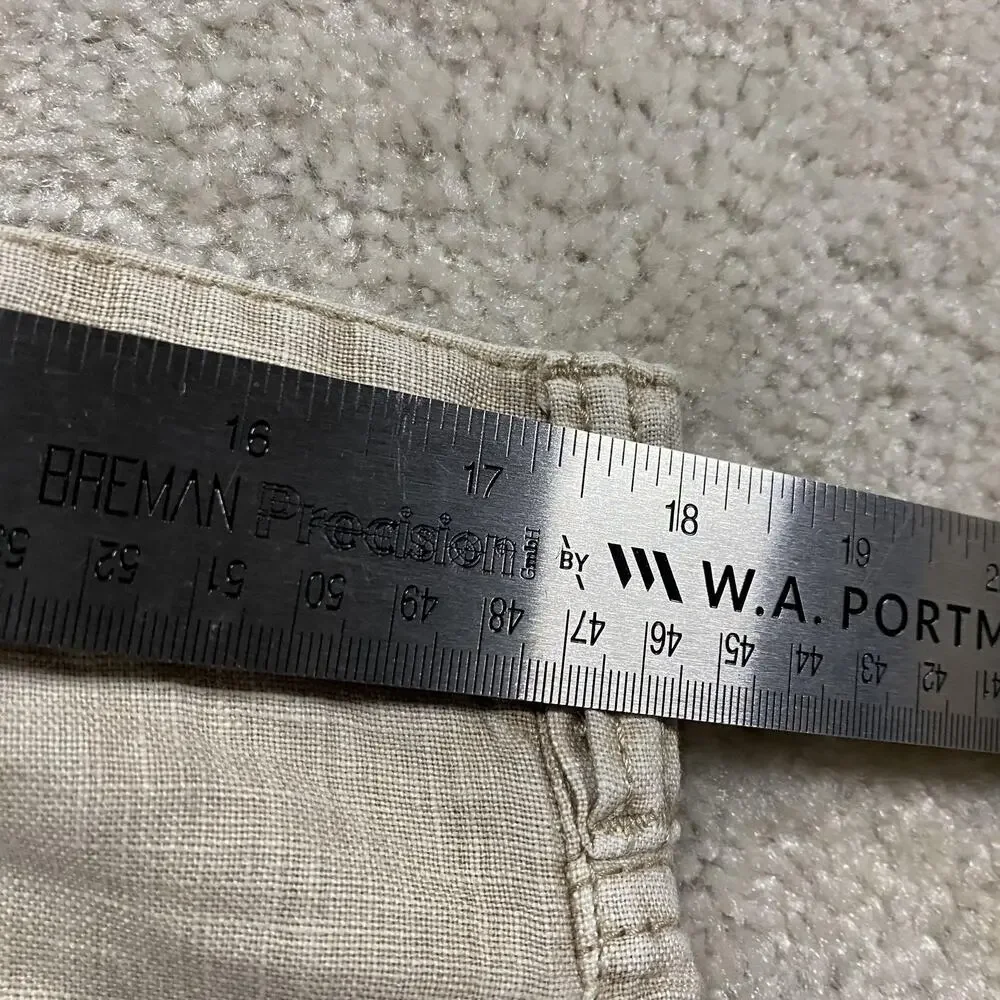 Black Brown 1826 Linen Pants Mens 34x30 Tan Classic Fit 5 Pocket Summer Preppy